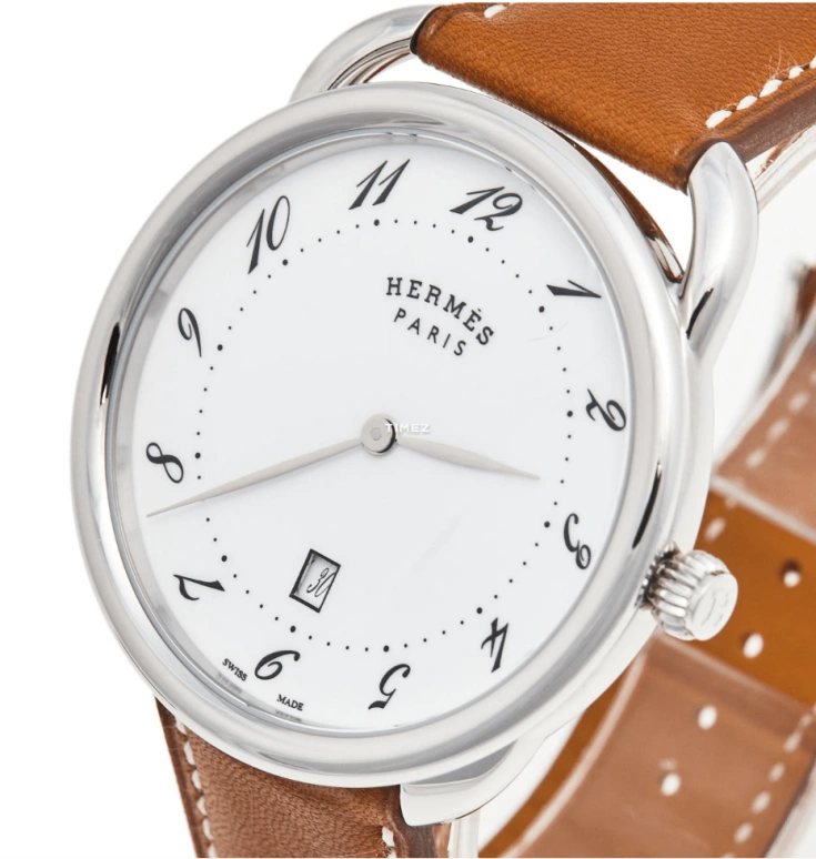 Hermès,Arceau 40mm,40mm,Stainless Steel,White,Quartz,Day,Sapphire,Crystal Glass,W044822WW00