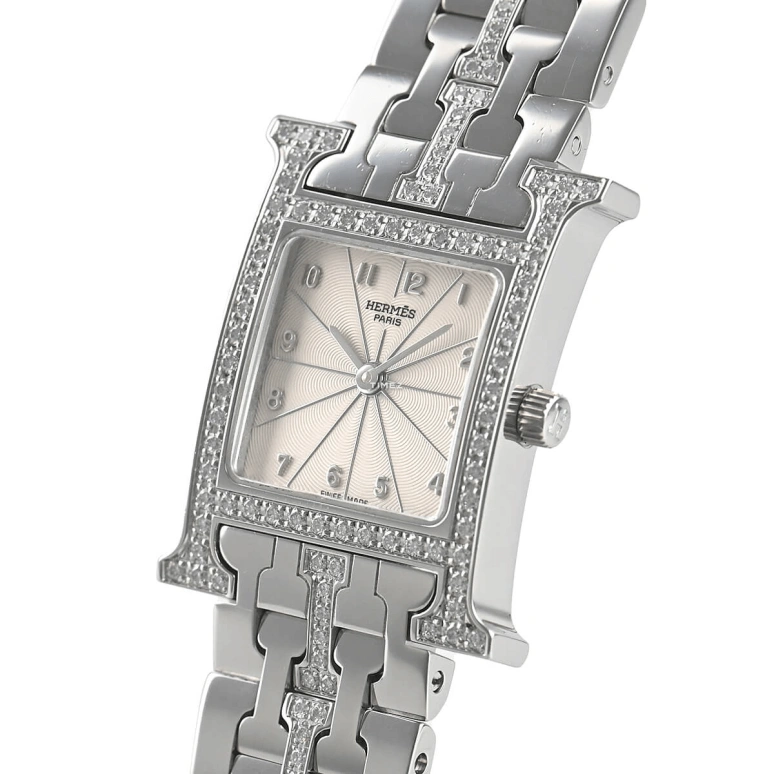 Hermès,H Hour 30x21mm,30x21mm,Stainless Steel,Silver White,Quartz,Crystal Glass,Sapphire,Square,HH1,HH1.230.271/4808