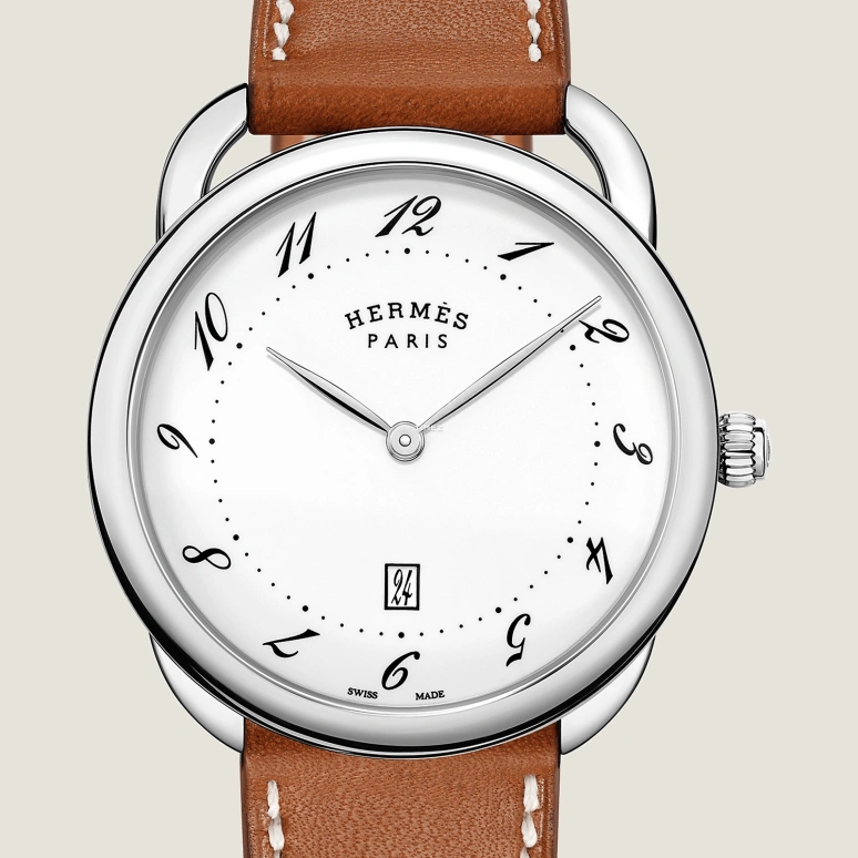 Hermès,Arceau 40mm,40mm,Stainless Steel,White,Quartz,Day,Sapphire,Crystal Glass,W055378WW00
