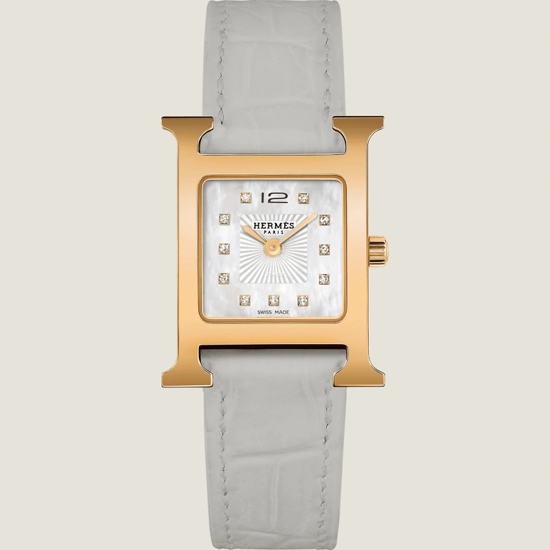 Hermès,Heure H 21x25mm,21x25mm,Stainless Steel,White,Quartz,Sapphire,Crystal Glass,Square,W055687WW00
