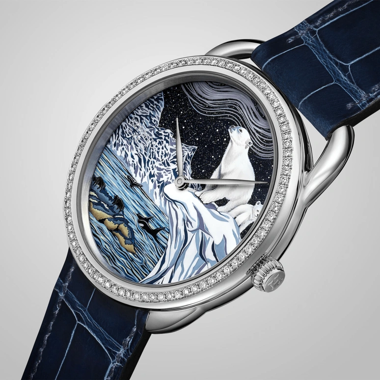 Hermès,Arceau 38mm,38mm,White Gold,Multi-Color,Automatic,50hours,In-house Caliber,052958WW00