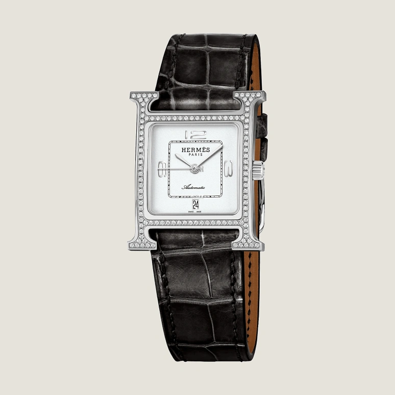 Hermès,Heure H 30x26mm,30x26mm,Stainless Steel,White,Quartz,Day,Sapphire,Crystal Glass,W048673WW00