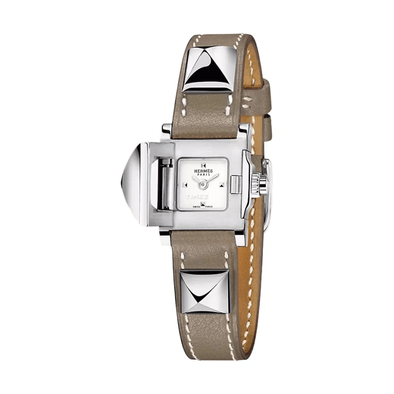 Hermès,Médor 16x16mm,16x16mm,Stainless Steel,Silver White,Quartz,Sapphire,Square,W028351WW00