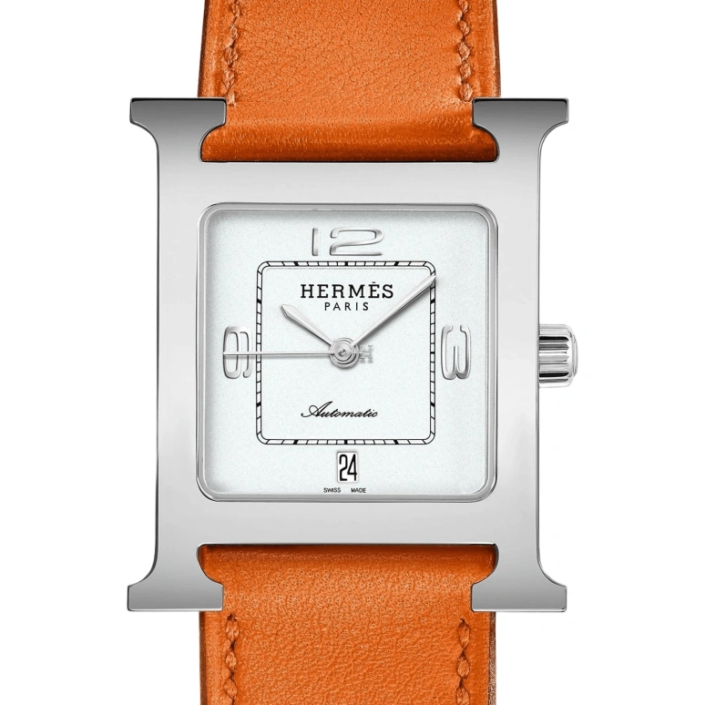 Hermès,Heure H 26.40x26.40mm,26.40x26.40mm,Stainless Steel,White,Automatic,Day,Sapphire,Crystal Glass,W049152WW00