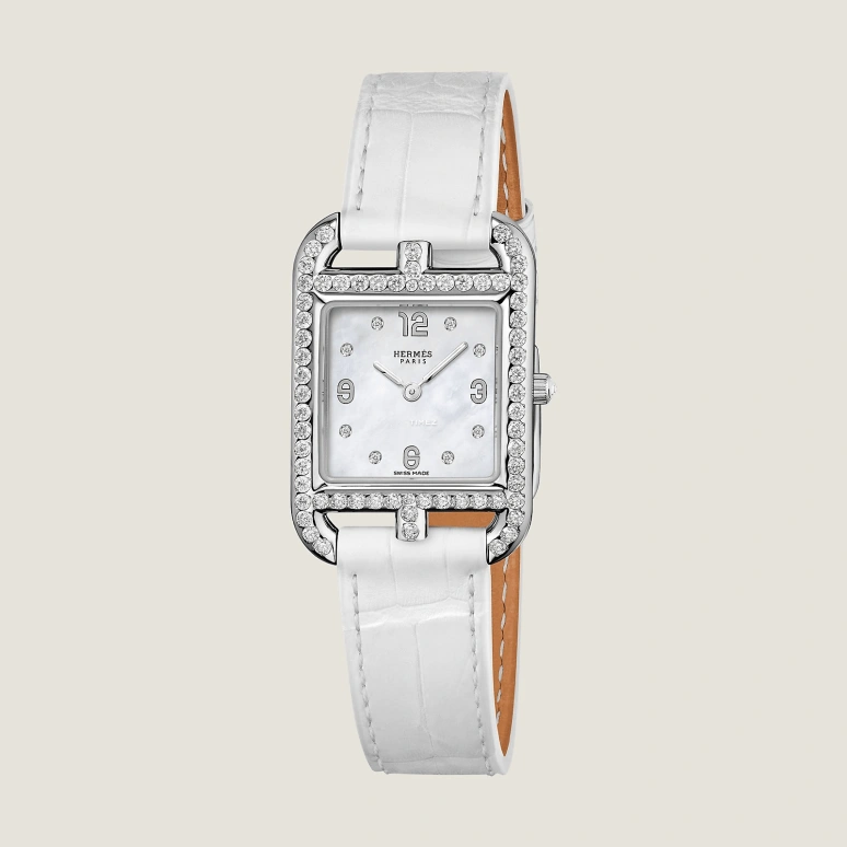 Hermès,Cape Cod 31x23mm,31x23mm,Stainless Steel,Silver White,White,Quartz,Sapphire,Crystal Glass,Square,W056144WW00