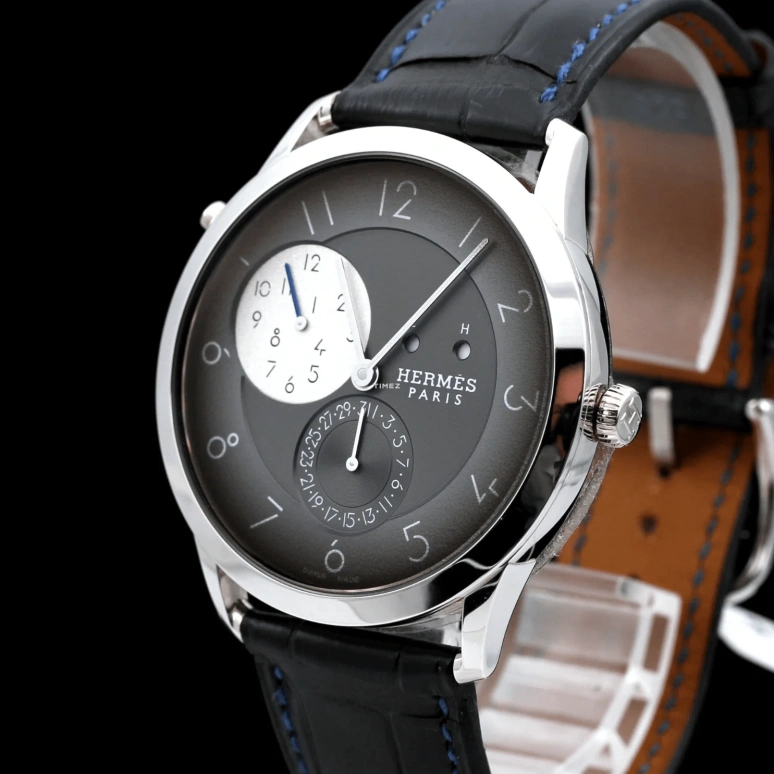 Hermès,Slim d'Hermès 39.50mm,39.50mm,Palladium,Silver,Automatic,Day,Dule Time,Day / Night Indication,W046386WW00
