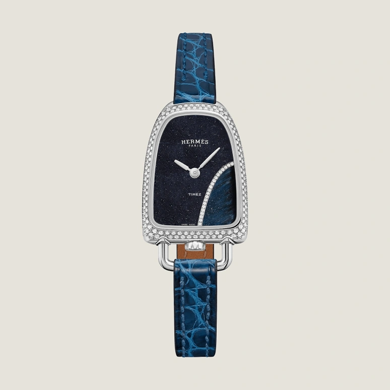 Hermès,Galop D'Hermès 32x20mm,32x20mm,Stainless Steel,Dark Blue,Quartz,Crystal Glass,Other,W059592WW00
