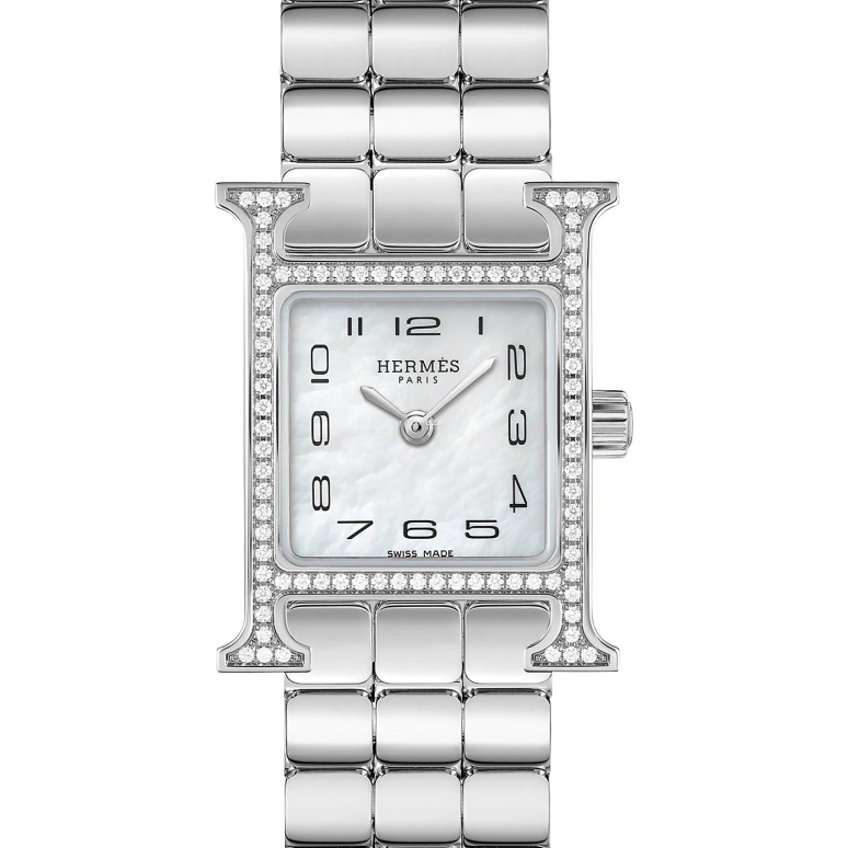 Hermès,Heure H 17.20x17.20mm,17.20x17.20mm,Stainless Steel,White,Quartz,Sapphire,Crystal Glass,Square,W054118WW00