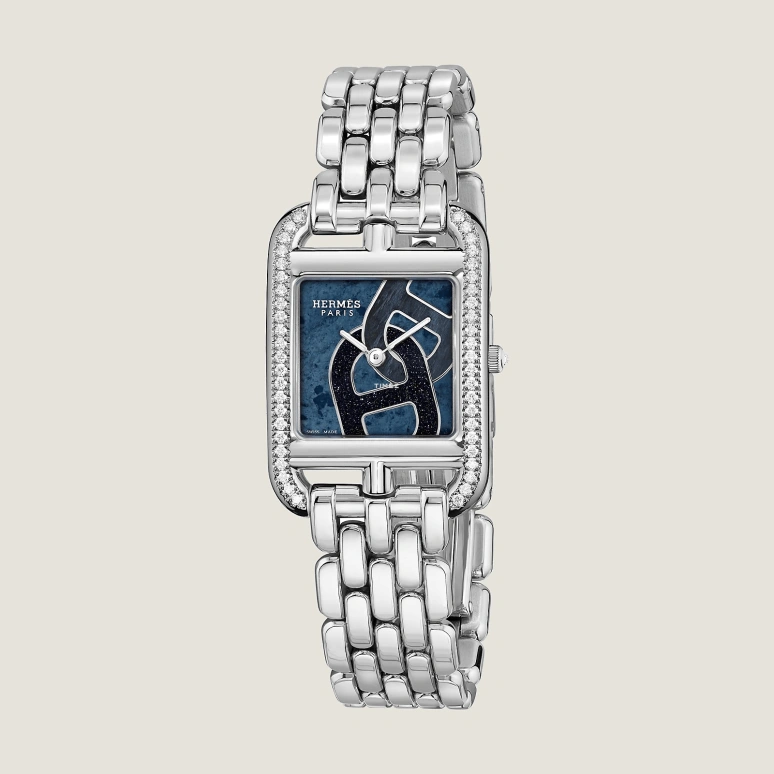 Hermès,Cape Cod 31x23mm,31x23mm,Stainless Steel,Blue,Quartz,Sapphire,Crystal Glass,Square,W059597WW00