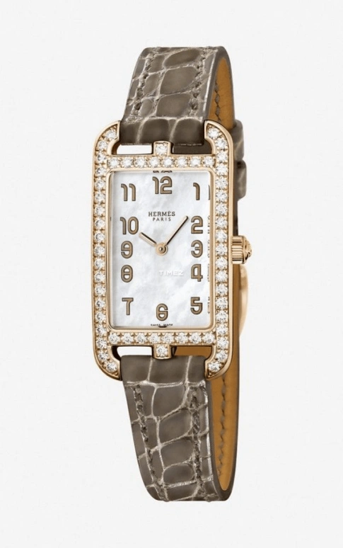 Hermès,Nantucket 20x27mm,20x27mm,Rose Gold,White,Quartz,Sapphire,Crystal Glass,Square,W041683WW00