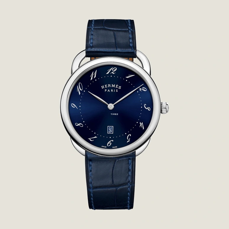 Hermès,Arceau 40mm,40mm,Stainless Steel,Blue,Quartz,Day,Sapphire,Crystal Glass,W055765WW00