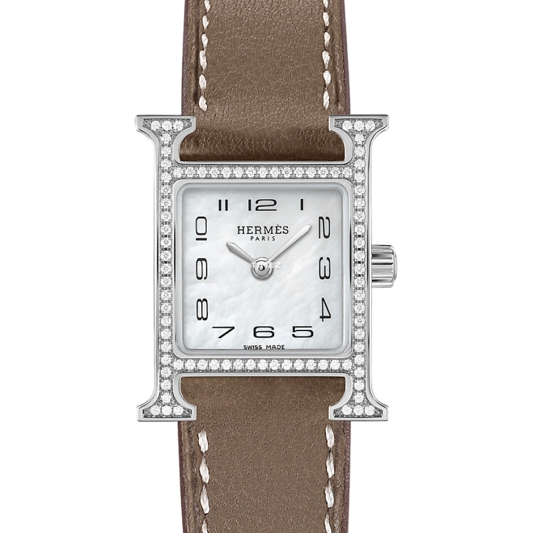 Hermès,Heure H 17.20x17.20mm,17.20x17.20mm,Stainless Steel,White,Quartz,Sapphire,Crystal Glass,Square,W053023WW00
