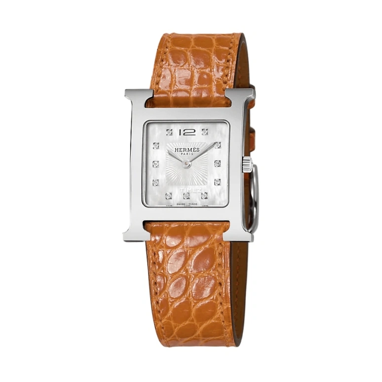 Hermès,Heure H 26x26mm,26x26mm,Stainless Steel,White,Quartz,Sapphire,Square,W036812WW00