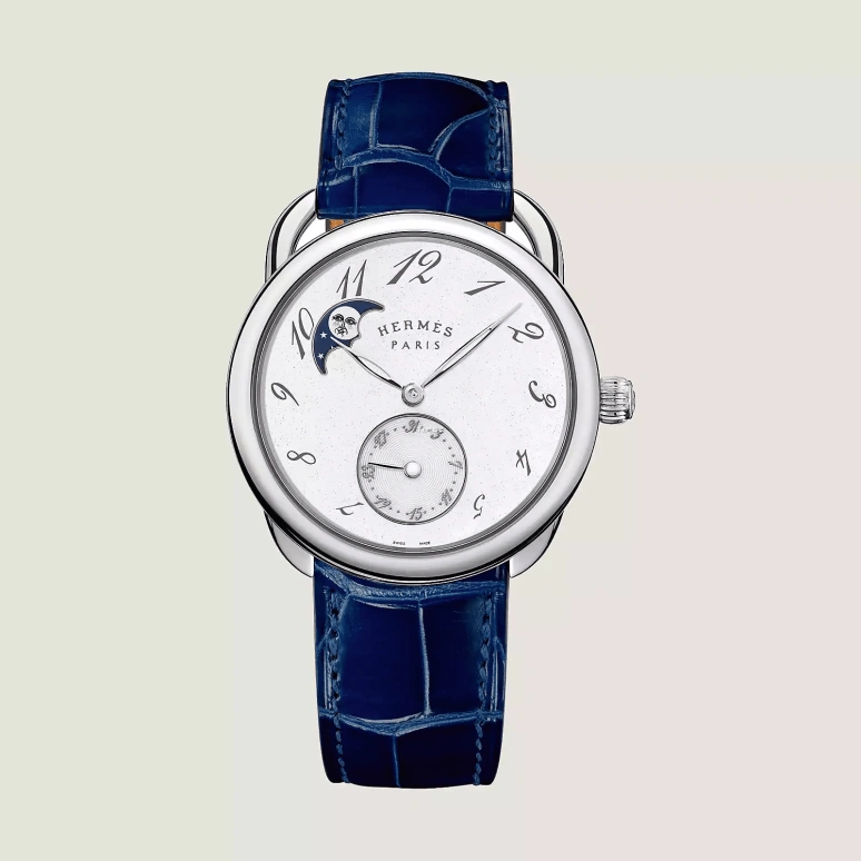 Hermès,Arceau 38mm,38mm,Stainless Steel,White,Automatic,Moonphase,Day,W049027WW00