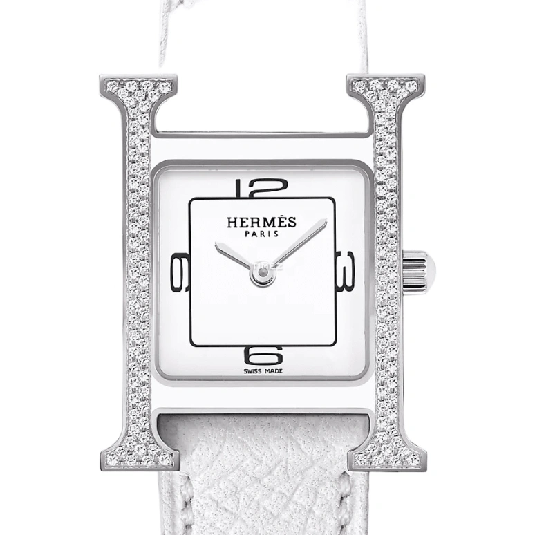 Hermès,Heure H 21x21mm,21x21mm,Stainless Steel,White,Quartz,Sapphire,Crystal Glass,Square,W046480WW00