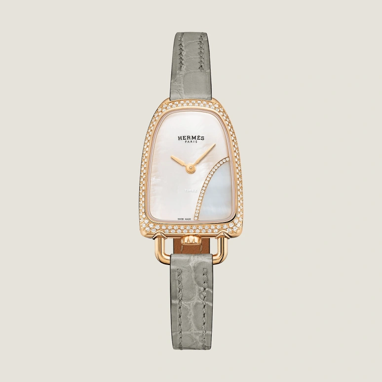 Hermès,Galop D'Hermès 32x20mm,32x20mm,Rose Gold,White,Quartz,Sapphire,Crystal Glass,Other,W058955WW00