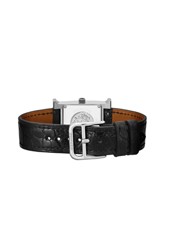 Hermès,Heure H 21x21mm,21x21mm,Stainless Steel,Black,Silver,Quartz,Sapphire,Square,W053242WW00