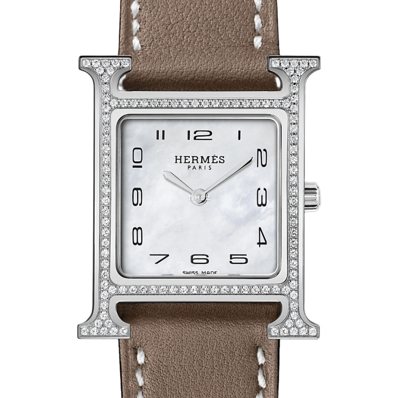 Hermès,Heure H 21mm,21mm,Stainless Steel,Silver White,Quartz,Sapphire,Square,W046512WW00