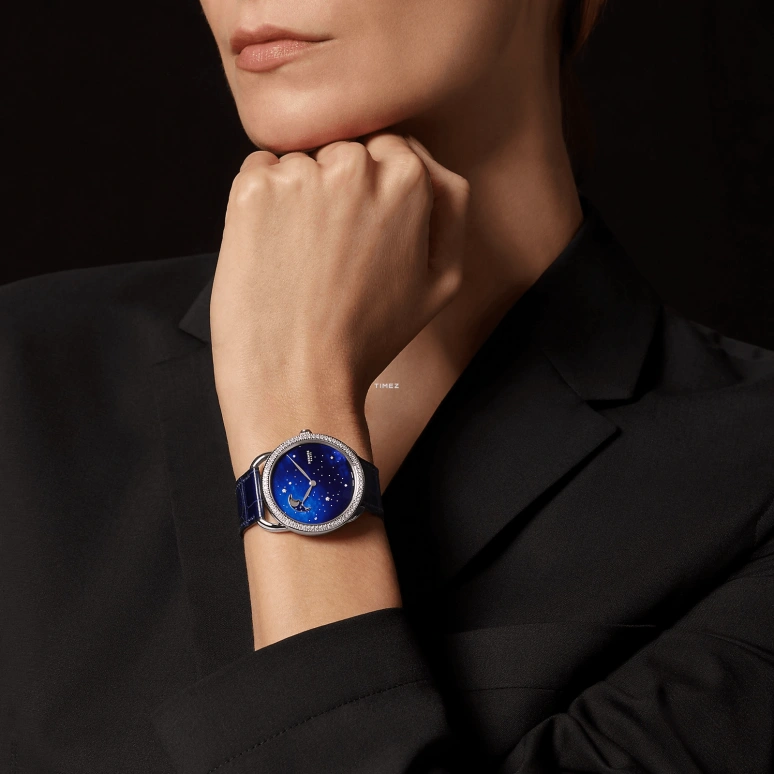 Hermès,Arceau 38mm,38mm,Stainless Steel,Blue,Automatic,Moonphase,50hours,W403043WW00