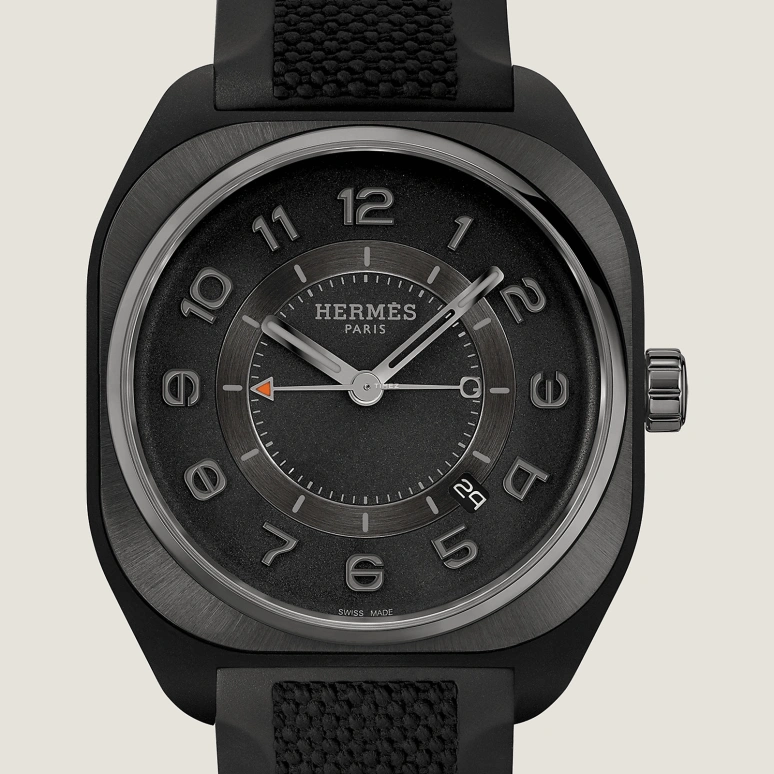 Hermès,H 42x39mm,42x39mm,Composite,Ceramic,Black,Automatic,Day,50hours,W057303WW00