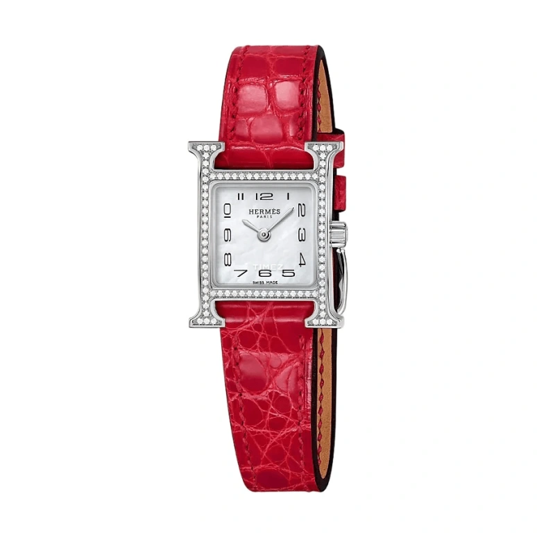 Hermès,Heure H 17.20x17.20mm,17.20x17.20mm,Stainless Steel,White,Quartz,Sapphire,Crystal Glass,Square,W053022WW00
