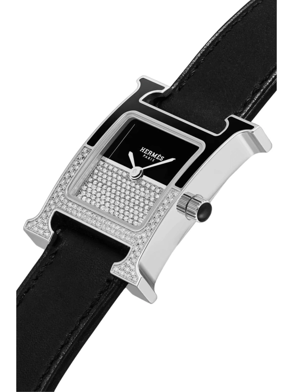 Hermès,Heure H 21x21mm,21x21mm,Stainless Steel,Black,Quartz,Sapphire,Crystal Glass,Silver,W046342WW00