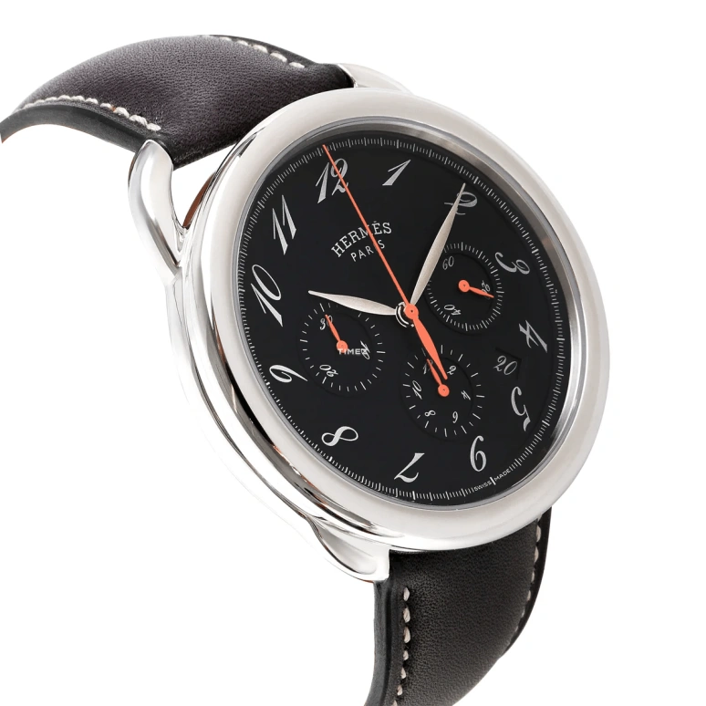 Hermès,Arceau 43mm,43mm,Stainless Steel,Black,Automatic,Chronograph,Day,AR4,AR4.910.630/DD762