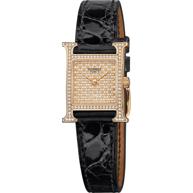 Hermès,Heure H 17.20mm,17.20mm,Rose Gold,Quartz,Sapphire,Crystal Glass,Square,W054802WW00