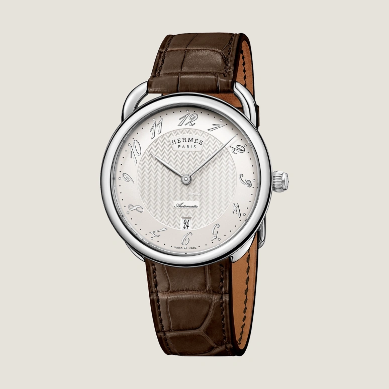 Hermès,Arceau 40mm,40mm,Stainless Steel,White,Automatic,Day,50hours,W055562WW00