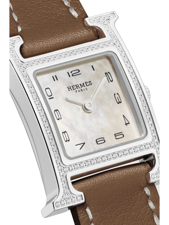 Hermès,Heure H 21mm,21mm,Stainless Steel,Silver White,Quartz,Sapphire,Square,W046512WW00