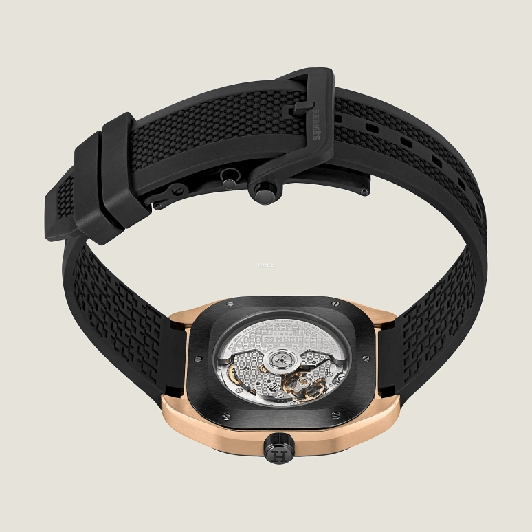 Hermès,H 42mm,42mm,Rose Gold,Ceramic,Black,Grey,Automatic,Day,50hours,W060124WW00