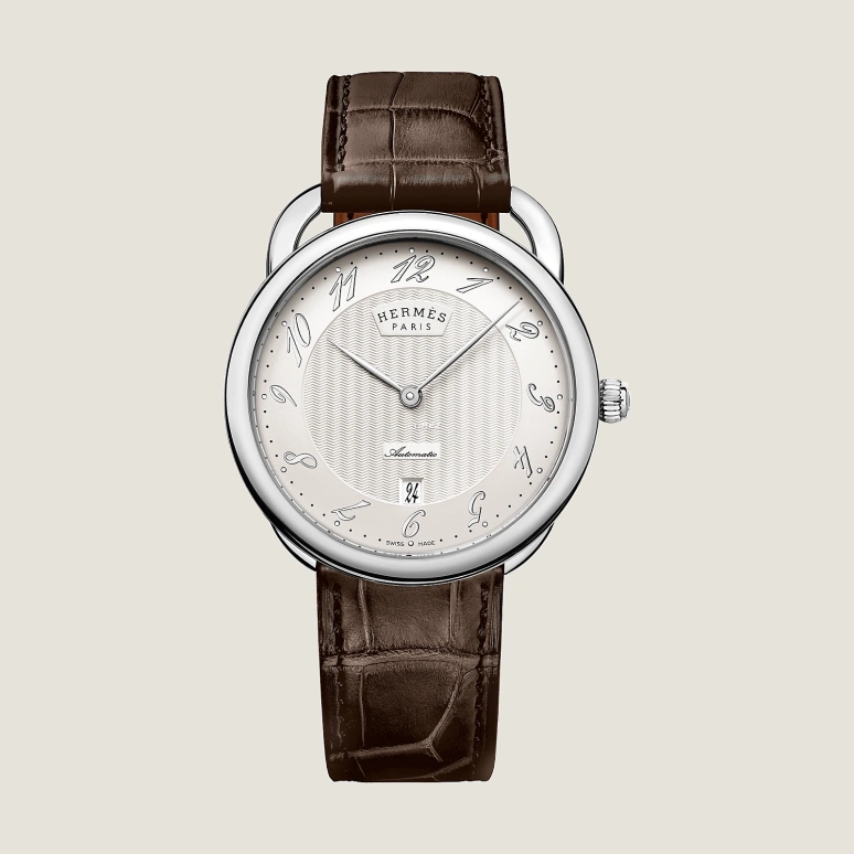 Hermès,Arceau 40mm,40mm,Stainless Steel,White,Automatic,Day,50hours,W055562WW00