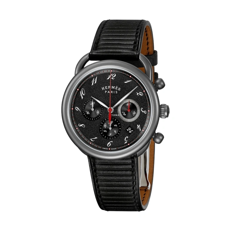 Hermès,Arceau 41mm,41mm,Titanium,Black,Automatic,Chronograph,Day,W045780WW00