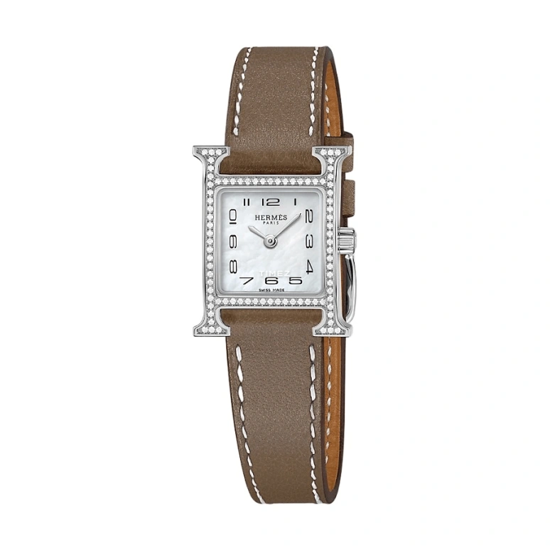 Hermès,Heure H 17.20x17.20mm,17.20x17.20mm,Stainless Steel,White,Quartz,Sapphire,Crystal Glass,Square,W053023WW00