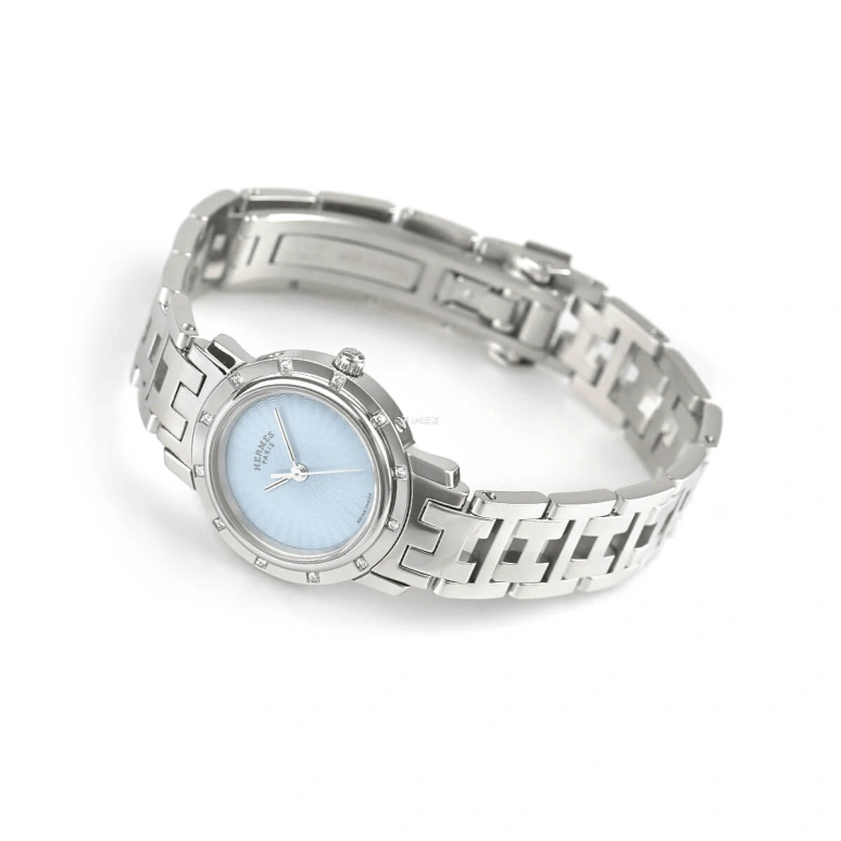 Hermès,Clipper 24mm,24mm,Stainless Steel,Blue,Quartz,Sapphire,Crystal Glass,Round,CL4,CL4.230.218/3796