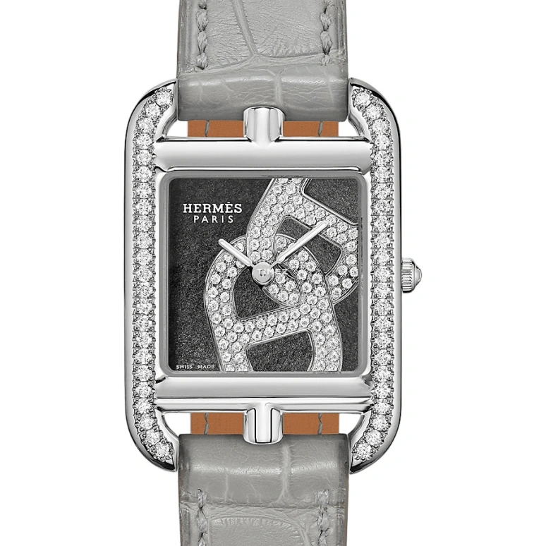 Hermès,Cape Cod 23x23mm,23x23mm,Stainless Steel,Grey,Quartz,Sapphire,Crystal Glass,Square,W054715WW00