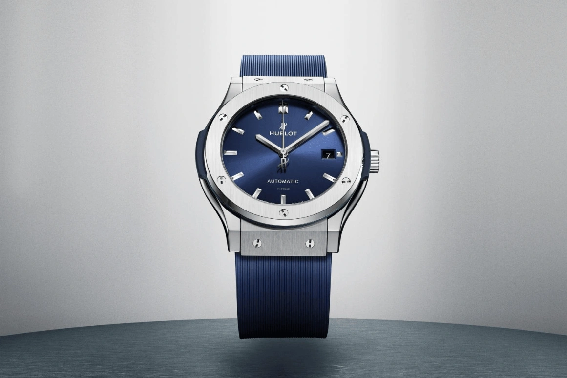 Hublot,Classic Fusion 45mm,45mm,Titanium Gold,Blue,Automatic,42hours,In-house Caliber,511,511.NX.7170.RX
