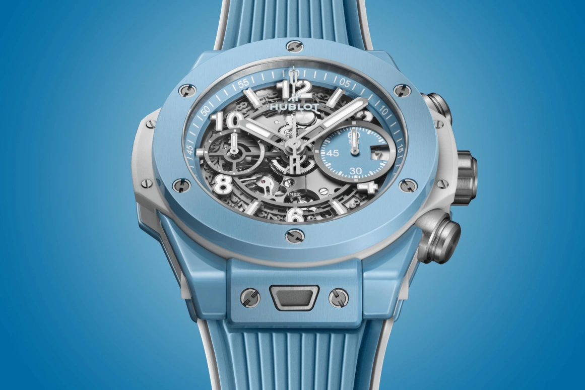 Hublot,Big Bang 42mm,42mm,Ceramic,Sky Blue,Skeleton,Automatic,Chronograph,Day,441,441.EX.5120.RX