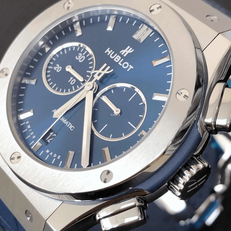 Hublot,Classic Fusion 42mm,42mm,Titanium Gold,Blue,Automatic,Chronograph,Day,541,541.NX.7170.LR