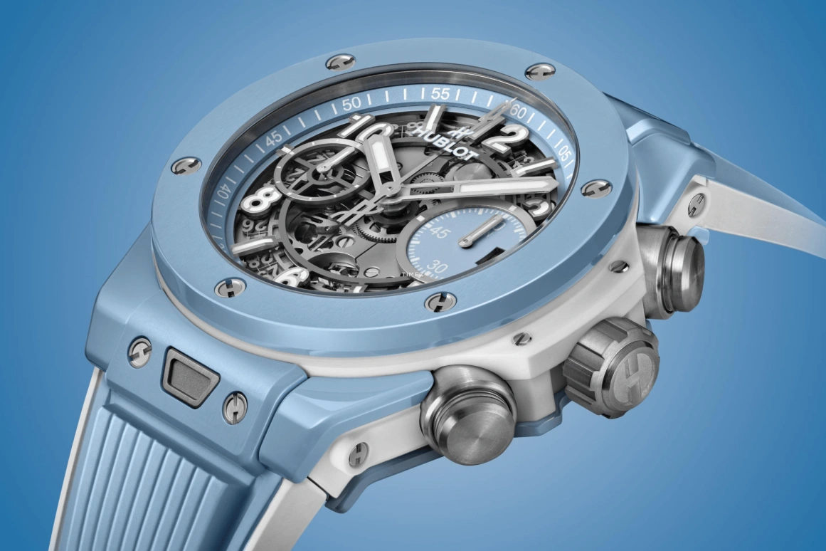 Hublot,Big Bang 42mm,42mm,Ceramic,Sky Blue,Skeleton,Automatic,Chronograph,Day,441,441.EX.5120.RX