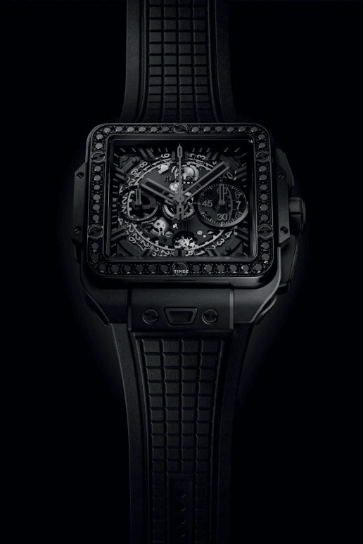 Hublot,Square Bang 42mm,42mm,Ceramic,Skeleton,Black,Automatic,Chronograph,Day,Column Wheel,821,821.CX.0140.RX.1200