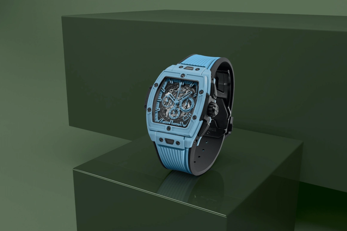 Hublot,Spirit of Big Bang 42mm,42mm,Ceramic,Sky Blue,Skeleton,Automatic,Chronograph,Day,642,642.EX.5110.RX