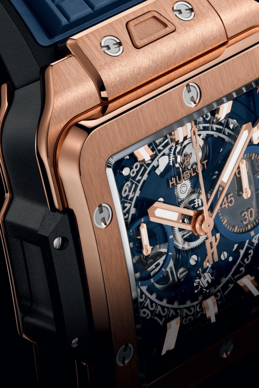 Hublot,Square Bang 42mm,42mm,KING GOLD,Blue,Automatic,Chronograph,Day,Flyback,Kylian Mbappé,821,821.OX.5180.RX