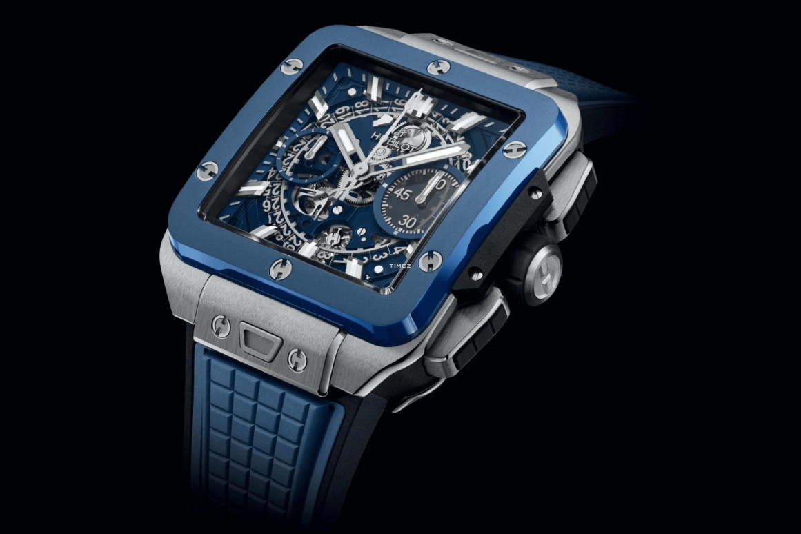 Hublot,Square Bang 42mm,42mm,Titanium,Blue,Automatic,Chronograph,Day,Flyback,821,821.NL.5170.RX
