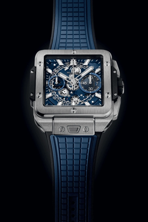 Hublot,Square Bang 42mm,42mm,Titanium,Blue,Grey,Automatic,Chronograph,Day,Flyback,821,821.NX.5170.RX