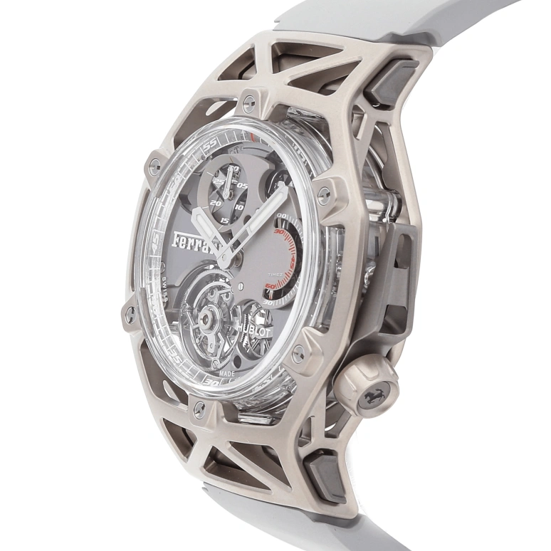Hublot,MP 45mm,45mm,Titanium,White Gold,Silver,Handwound,Chronograph,Tourbillon,408,408.JW.0123.RX