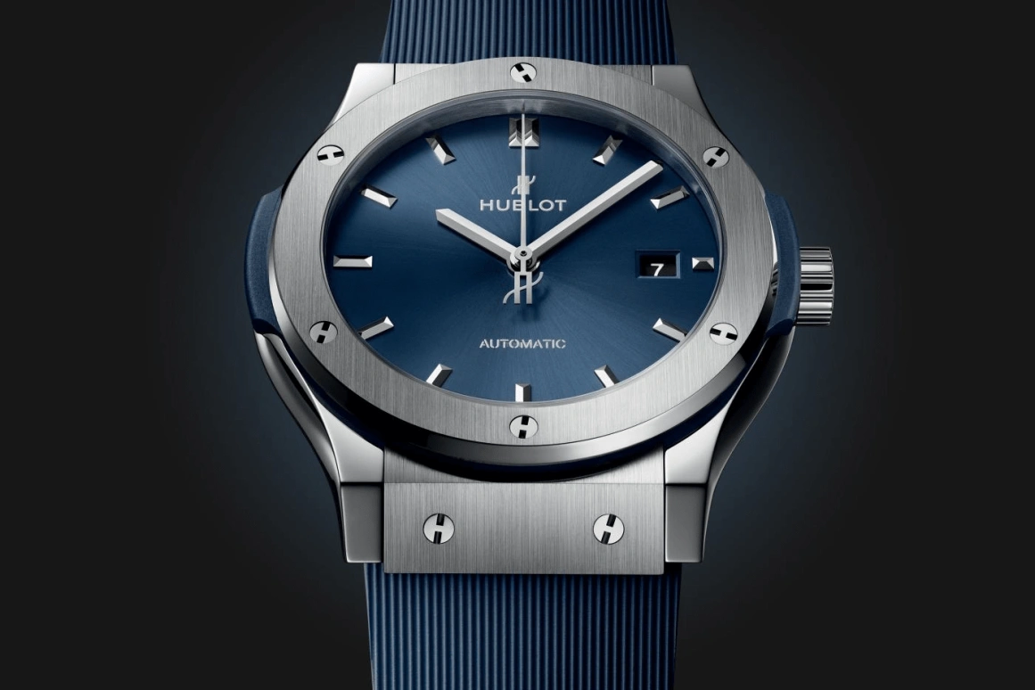 Hublot,Classic Fusion 42mm,42mm,Titanium Gold,Blue,Automatic,42hours,In-house Caliber,542,542.NX.7170.RX