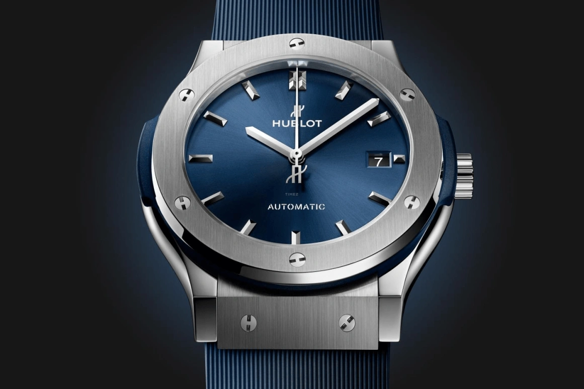 Hublot,Classic Fusion 45mm,45mm,Titanium Gold,Blue,Automatic,42hours,In-house Caliber,511,511.NX.7170.RX