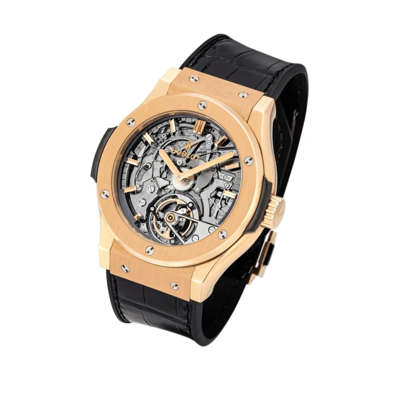 Hublot,Classic Fusion 45mm,45mm,KING GOLD,Titanium Gold,Grey,Skeleton,Handwound,Tourbillon,Minute Repeater,504,504.OX.0180.LR