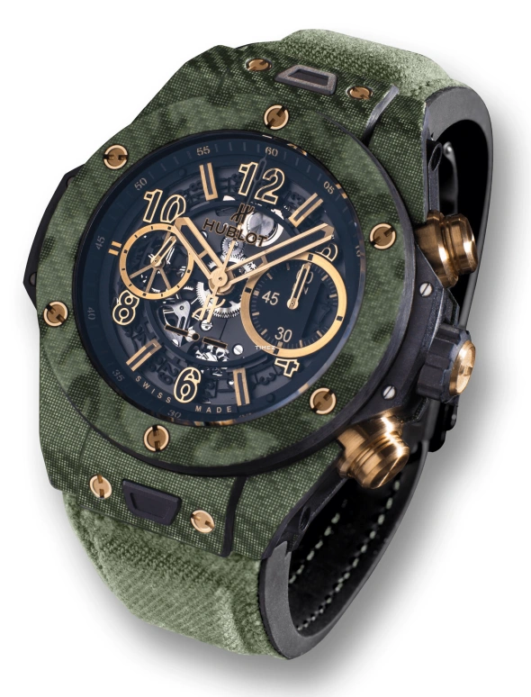 Hublot,Big Bang 45mm,45mm,Carbon,Black,Green,Gold,Automatic,Chronograph,Day,Flyback,Retrograde,72hours,In-house Caliber,411,411.YG.1198.NR.ITI16
